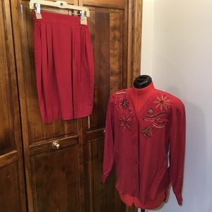 Woman's skirt set, SILK, embroidery and bead enhancements,